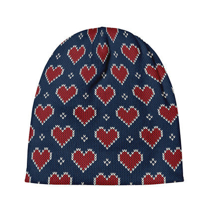 Heart Knitted Pattern Print Beanie