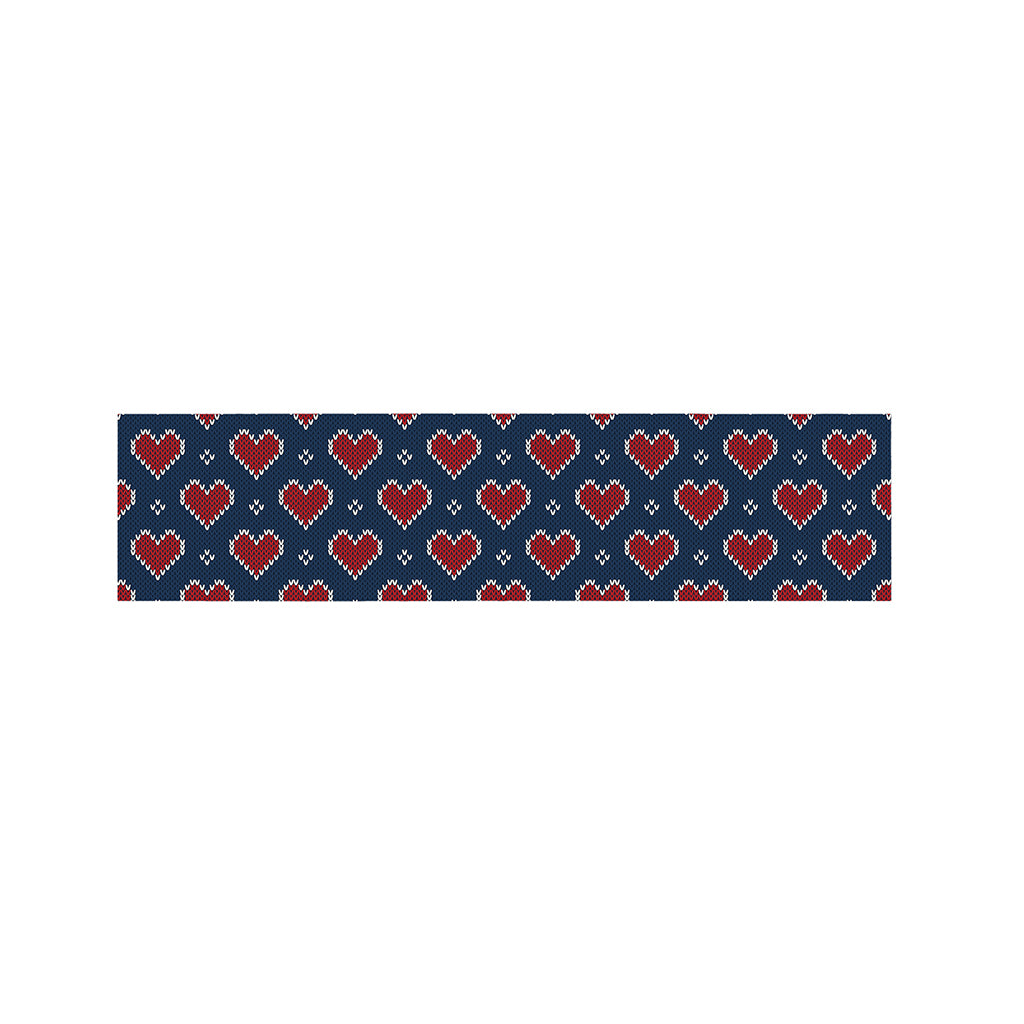Heart Knitted Pattern Print Bed Runner