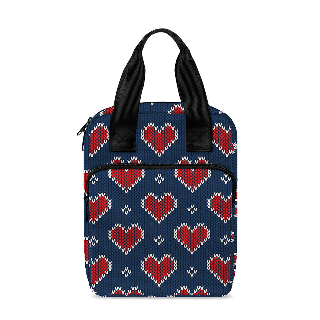 Heart Knitted Pattern Print Bible Tote Bag