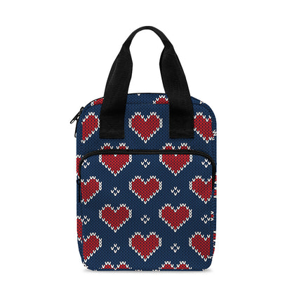 Heart Knitted Pattern Print Bible Tote Bag