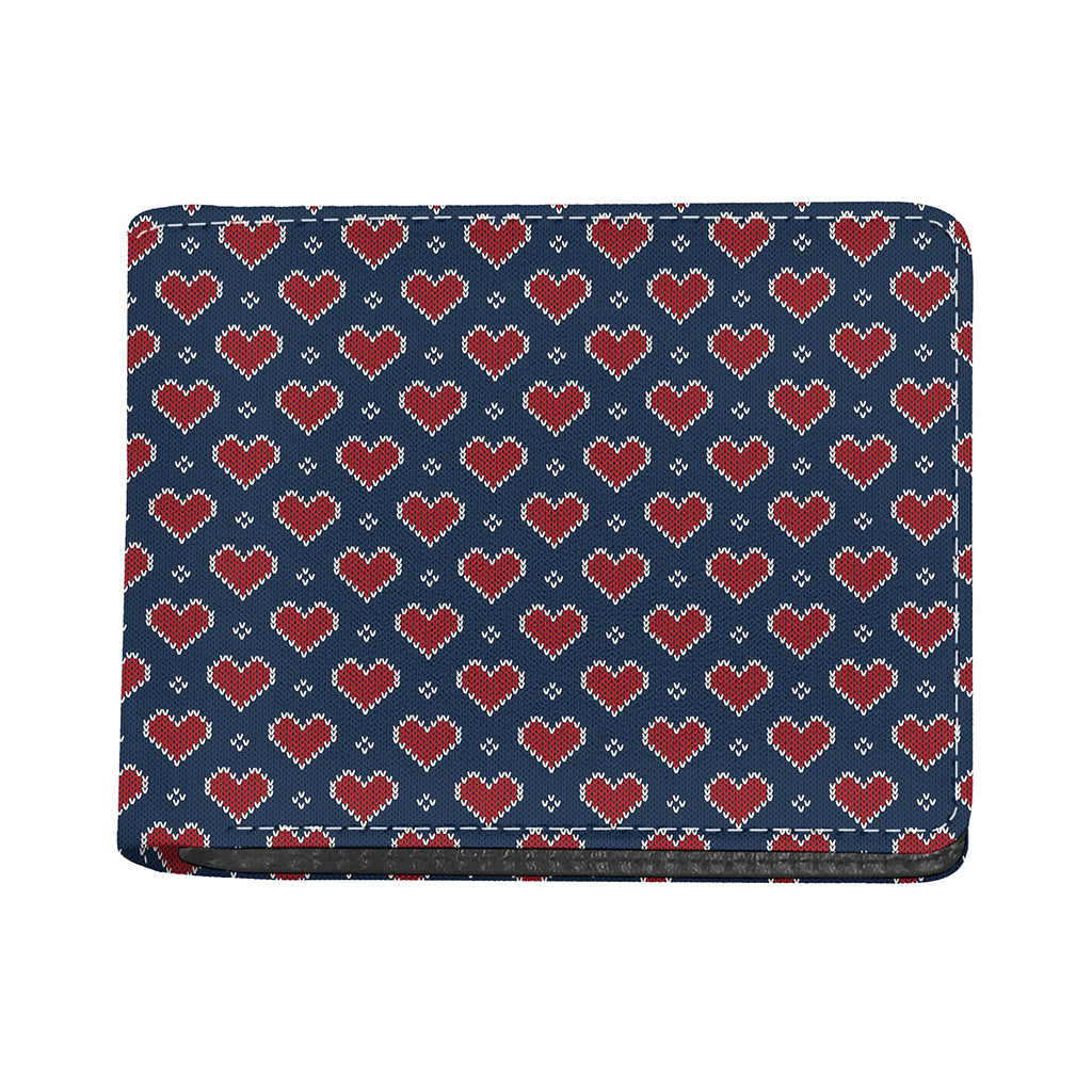 Heart Knitted Pattern Print Bifold Wallet
