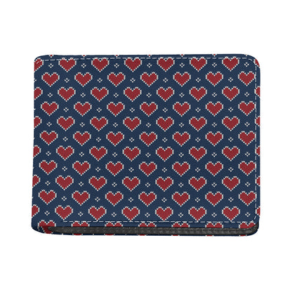 Heart Knitted Pattern Print Bifold Wallet
