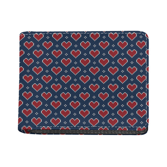 Heart Knitted Pattern Print Bifold Wallet