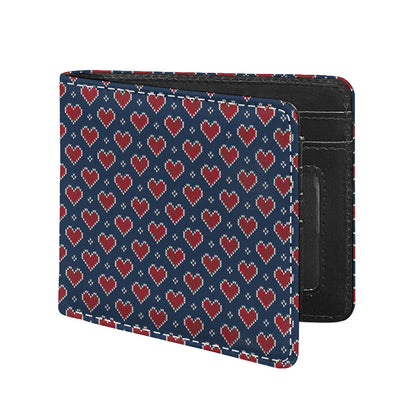 Heart Knitted Pattern Print Bifold Wallet