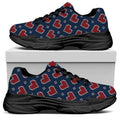 Heart Knitted Pattern Print Black Chunky Shoes
