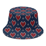 Heart Knitted Pattern Print Bucket Hat