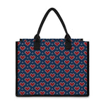 Heart Knitted Pattern Print Canvas Tote Bag