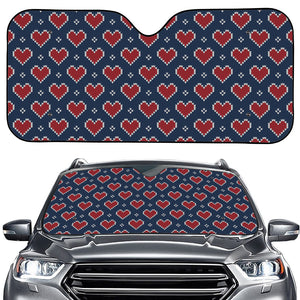 Heart Knitted Pattern Print Car Windshield Sun Shade