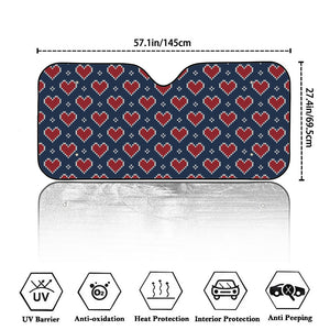 Heart Knitted Pattern Print Car Windshield Sun Shade