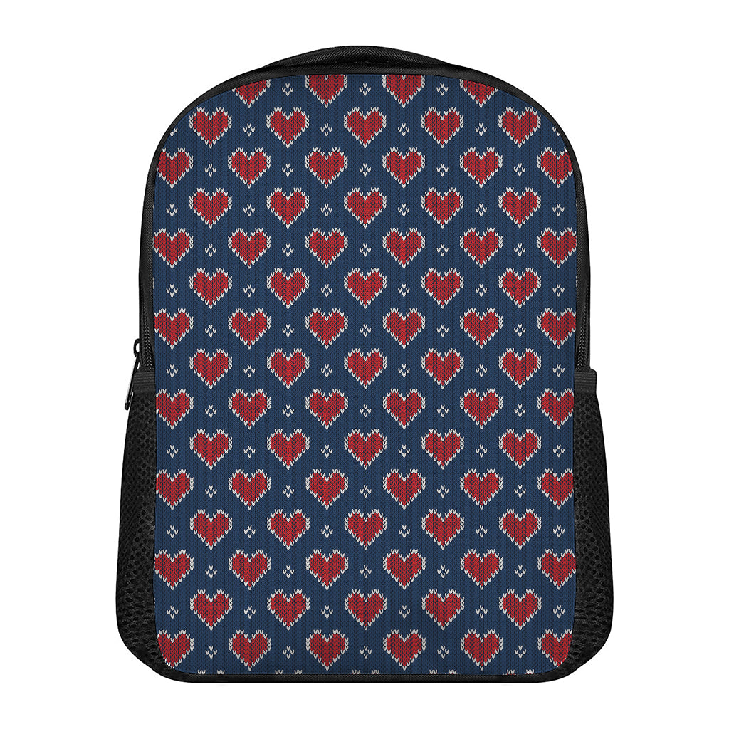 Heart Knitted Pattern Print Casual Backpack