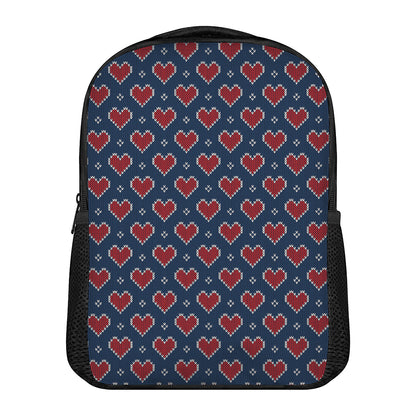 Heart Knitted Pattern Print Casual Backpack