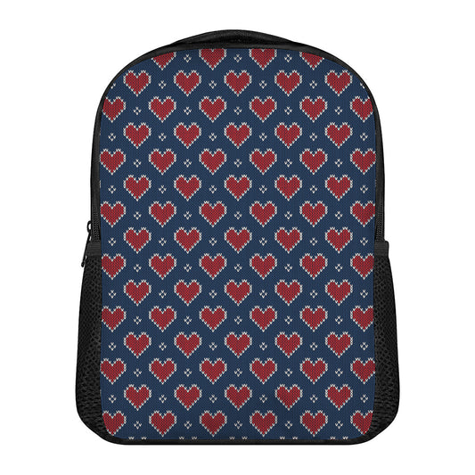 Heart Knitted Pattern Print Casual Backpack