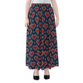 Heart Knitted Pattern Print Chiffon Maxi Skirt