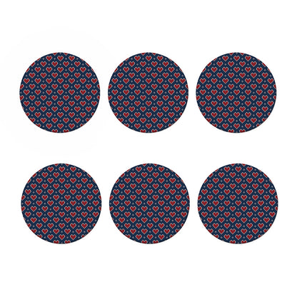 Heart Knitted Pattern Print Coaster Set