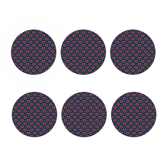 Heart Knitted Pattern Print Coaster Set