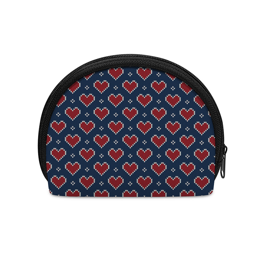 Heart Knitted Pattern Print Coin Purse