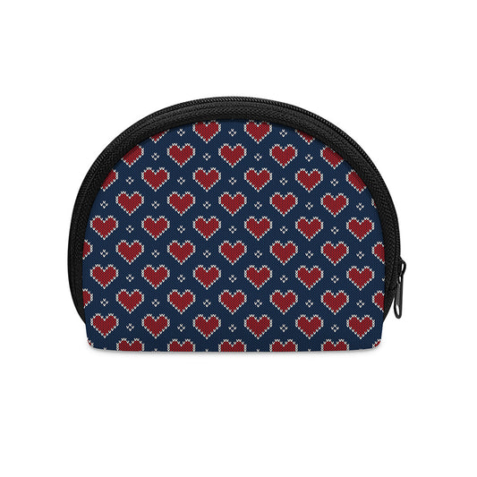 Heart Knitted Pattern Print Coin Purse