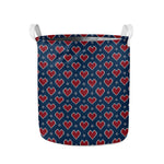 Heart Knitted Pattern Print Collapsible Laundry Basket