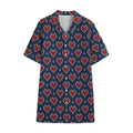 Heart Knitted Pattern Print Cotton Hawaiian Shirt