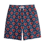 Heart Knitted Pattern Print Cotton Shorts