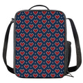 Heart Knitted Pattern Print Crossbody Lunch Bag