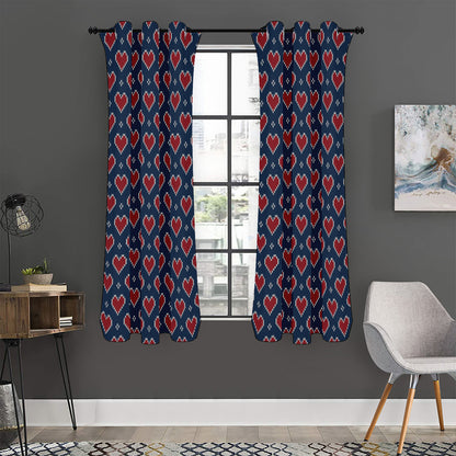 Heart Knitted Pattern Print Curtain