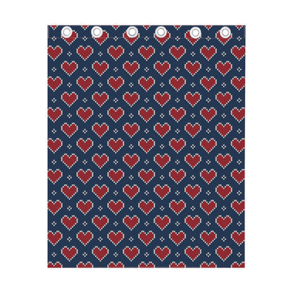 Heart Knitted Pattern Print Curtain