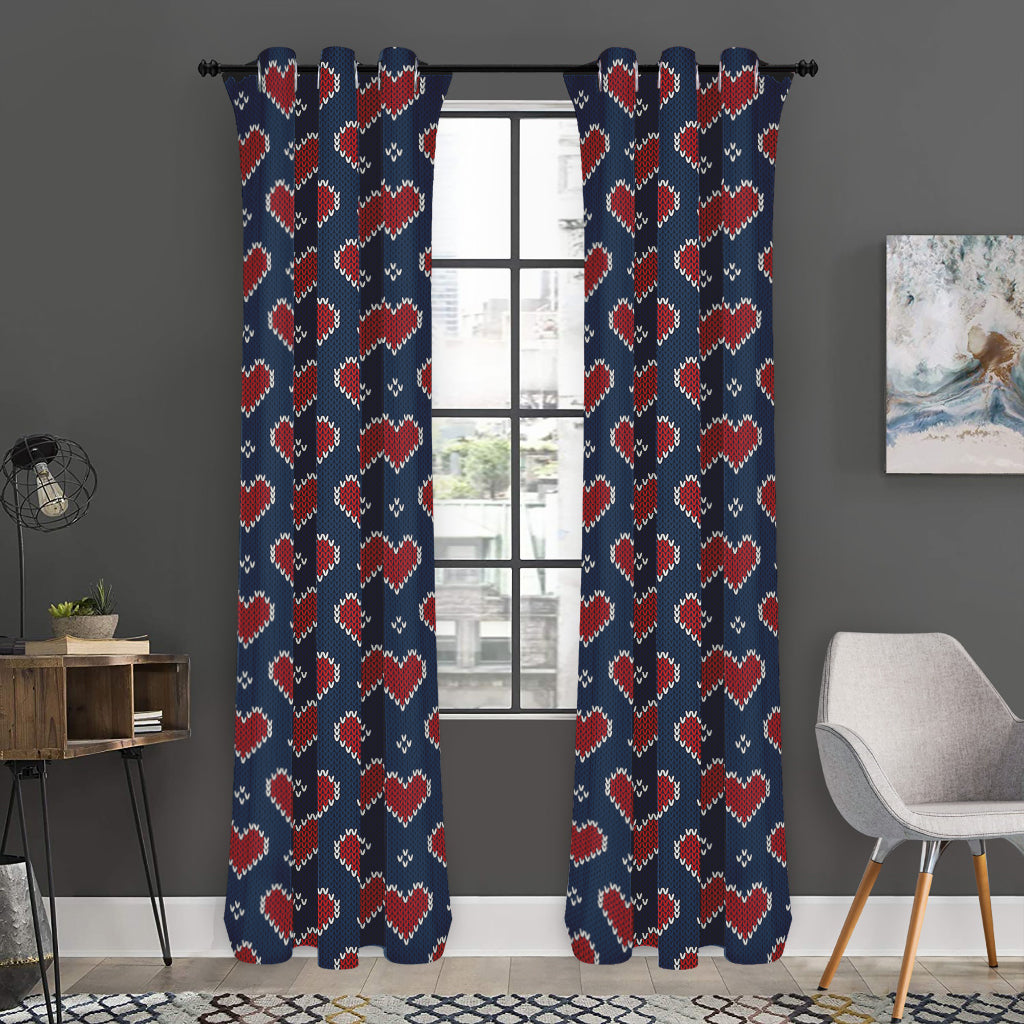 Heart Knitted Pattern Print Curtain