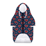 Heart Knitted Pattern Print Dog Zip Up Hoodie
