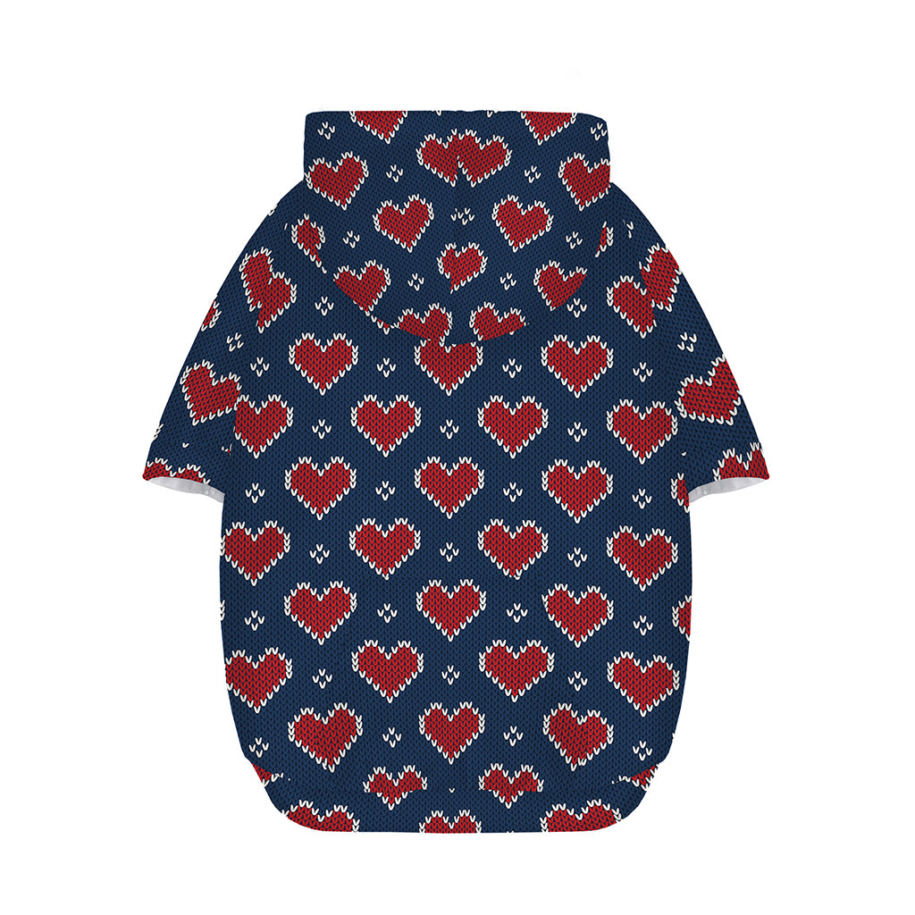 Heart Knitted Pattern Print Dog Zip Up Hoodie