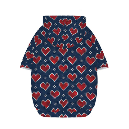 Heart Knitted Pattern Print Dog Zip Up Hoodie