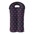 Heart Knitted Pattern Print Double Neoprene Wine Tote
