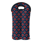 Heart Knitted Pattern Print Double Neoprene Wine Tote