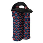 Heart Knitted Pattern Print Double Neoprene Wine Tote