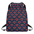 Heart Knitted Pattern Print Drawstring Backpack