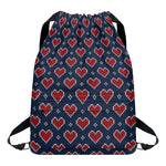 Heart Knitted Pattern Print Drawstring Backpack