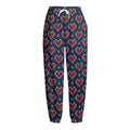 Heart Knitted Pattern Print Fleece Lined Knit Pants