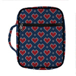 Heart Knitted Pattern Print Front Pocket Bible Bag