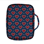 Heart Knitted Pattern Print Front Pocket Bible Bag