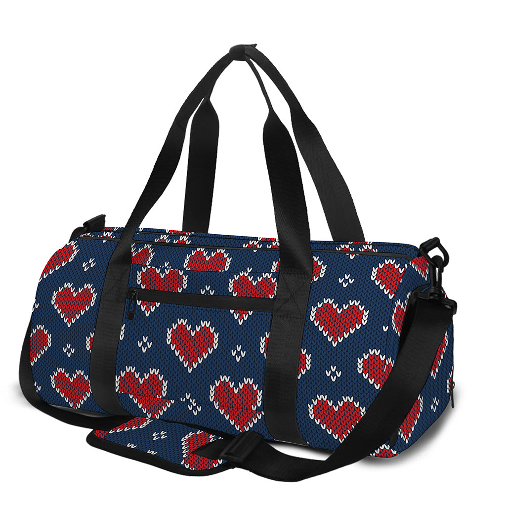 Heart Knitted Pattern Print Gym Bag