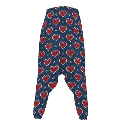 Heart Knitted Pattern Print Hammer Pants