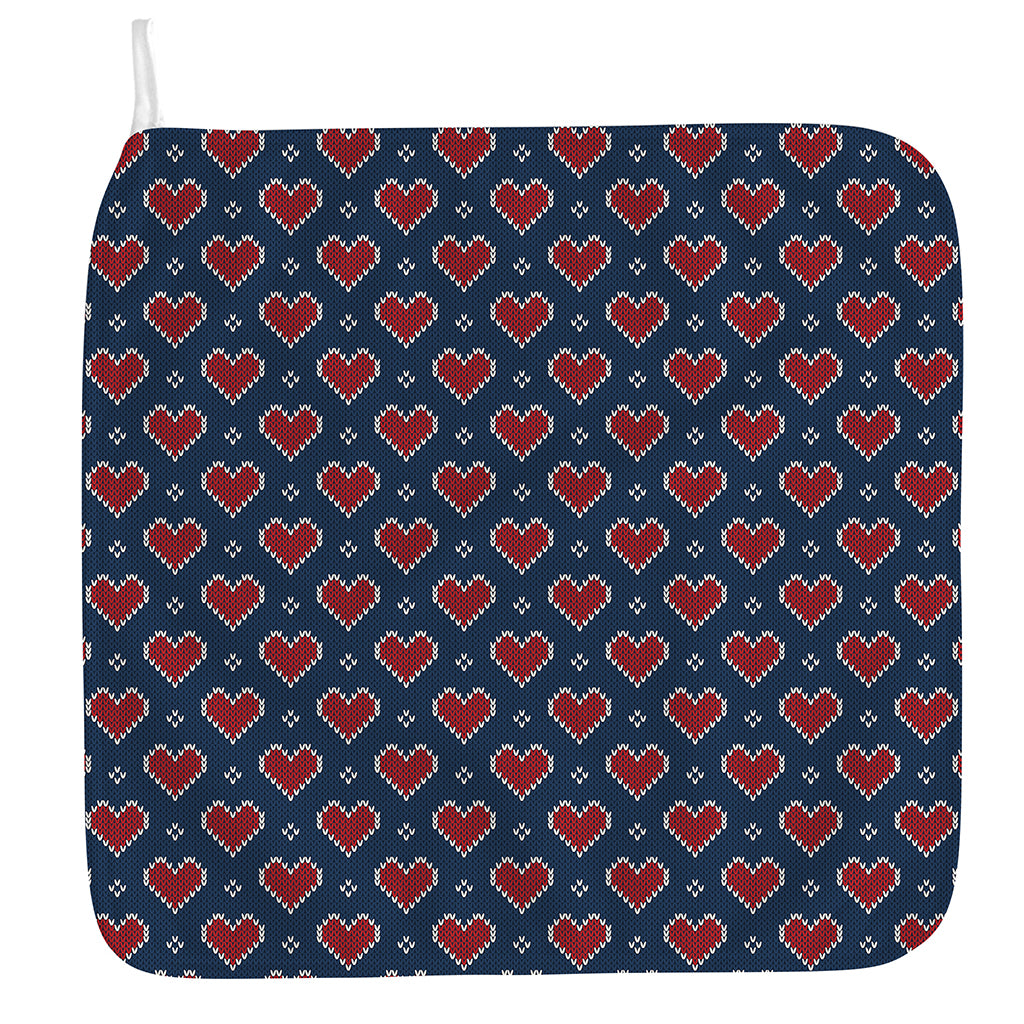 Heart Knitted Pattern Print Hand Towel