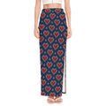 Heart Knitted Pattern Print High Slit Maxi Skirt
