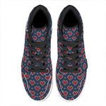 Heart Knitted Pattern Print High Top Leather Sneakers