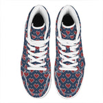 Heart Knitted Pattern Print High Top Leather Sneakers