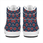 Heart Knitted Pattern Print High Top Leather Sneakers
