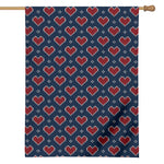 Heart Knitted Pattern Print House Flag