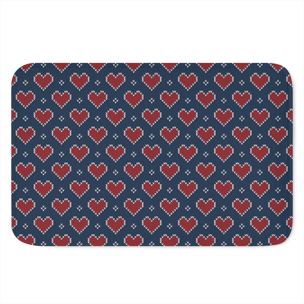 Heart Knitted Pattern Print Indoor Door Mat