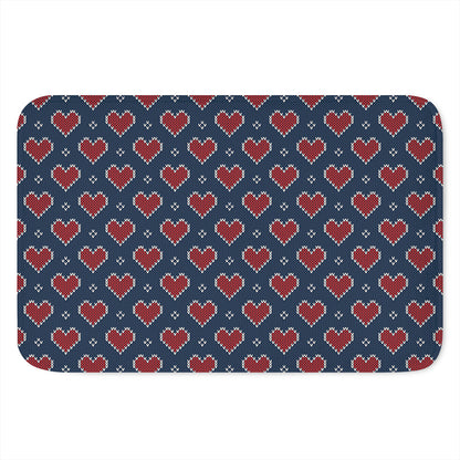 Heart Knitted Pattern Print Indoor Door Mat
