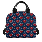 Heart Knitted Pattern Print Insulated Lunch Bag